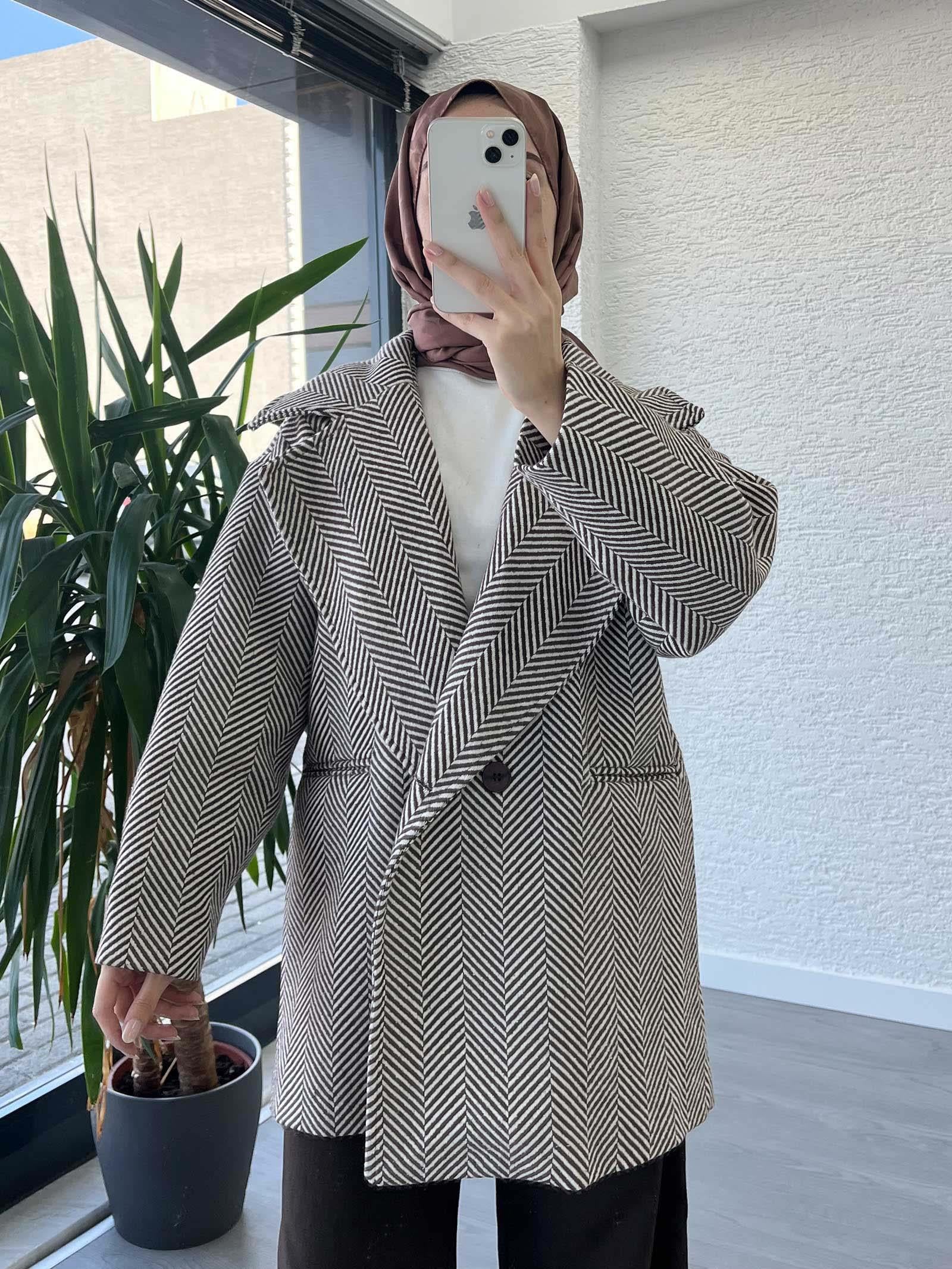 Kahve Kısa Kaşe Kaban