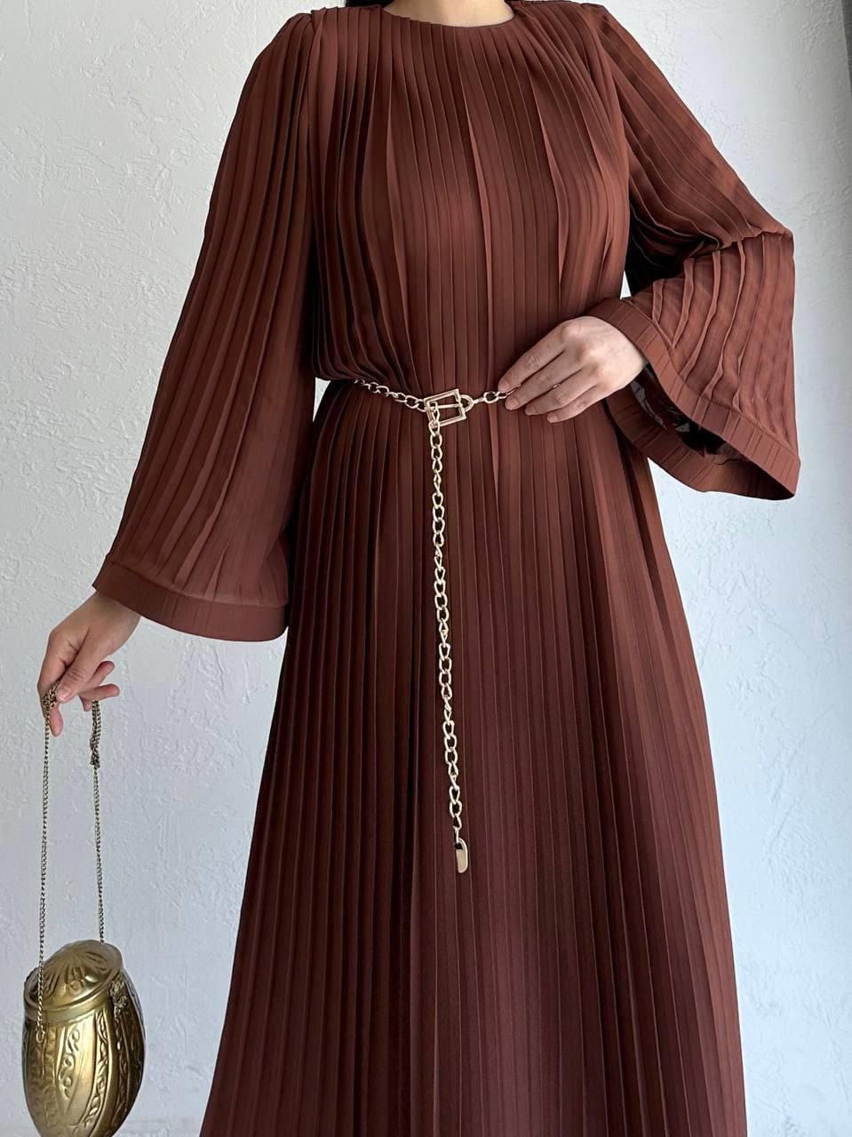 Kahverengi Hare Elbise 