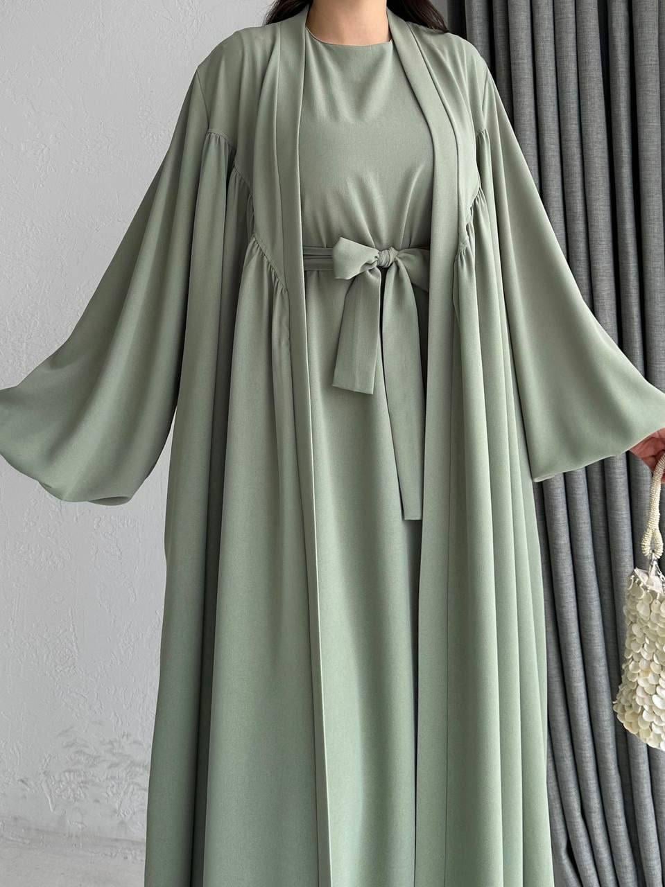 Küf Yeşili Naz Abaya Takım 