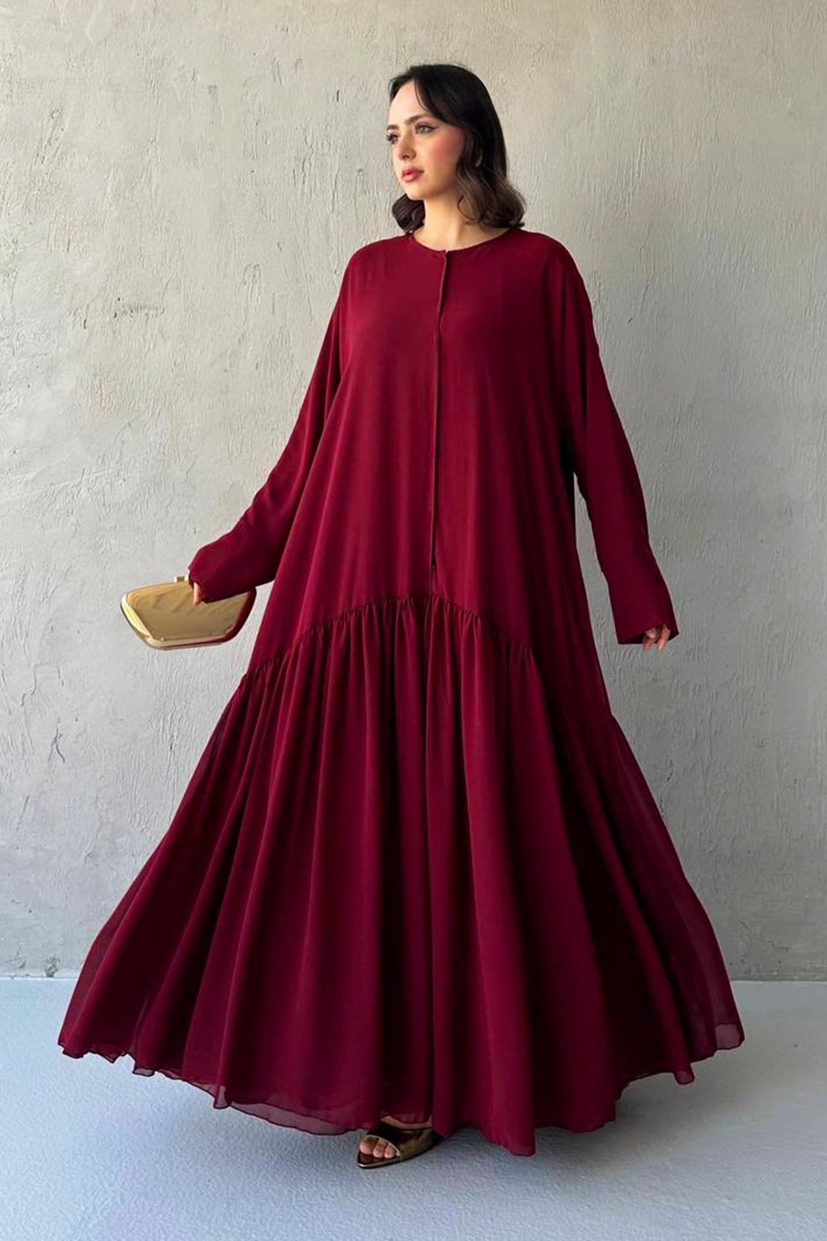 Liva Şifon Abaya -Bordo