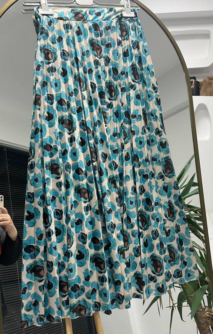 Mavi Desenli Etek