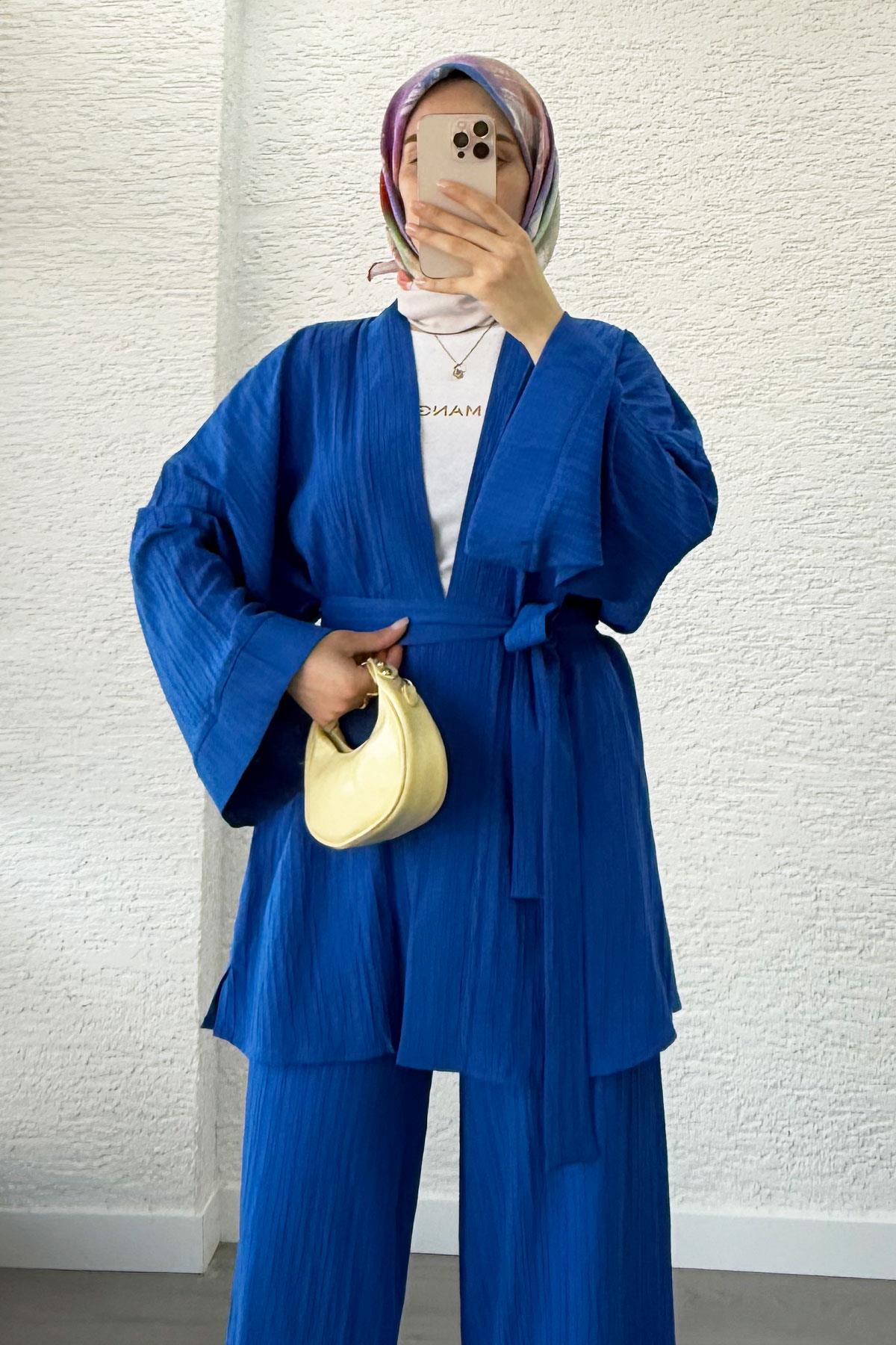 Nihan Kimono Pantolon Takım-Saks