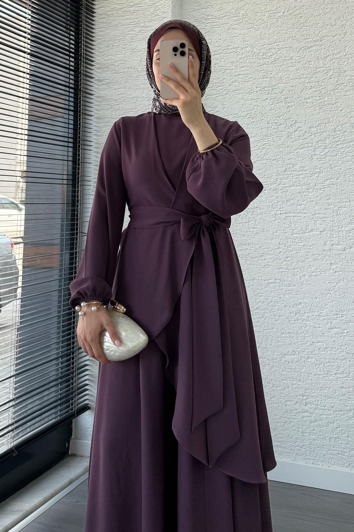 Nora Asimetrik Pantolonlu Takım – Gül Kurusu