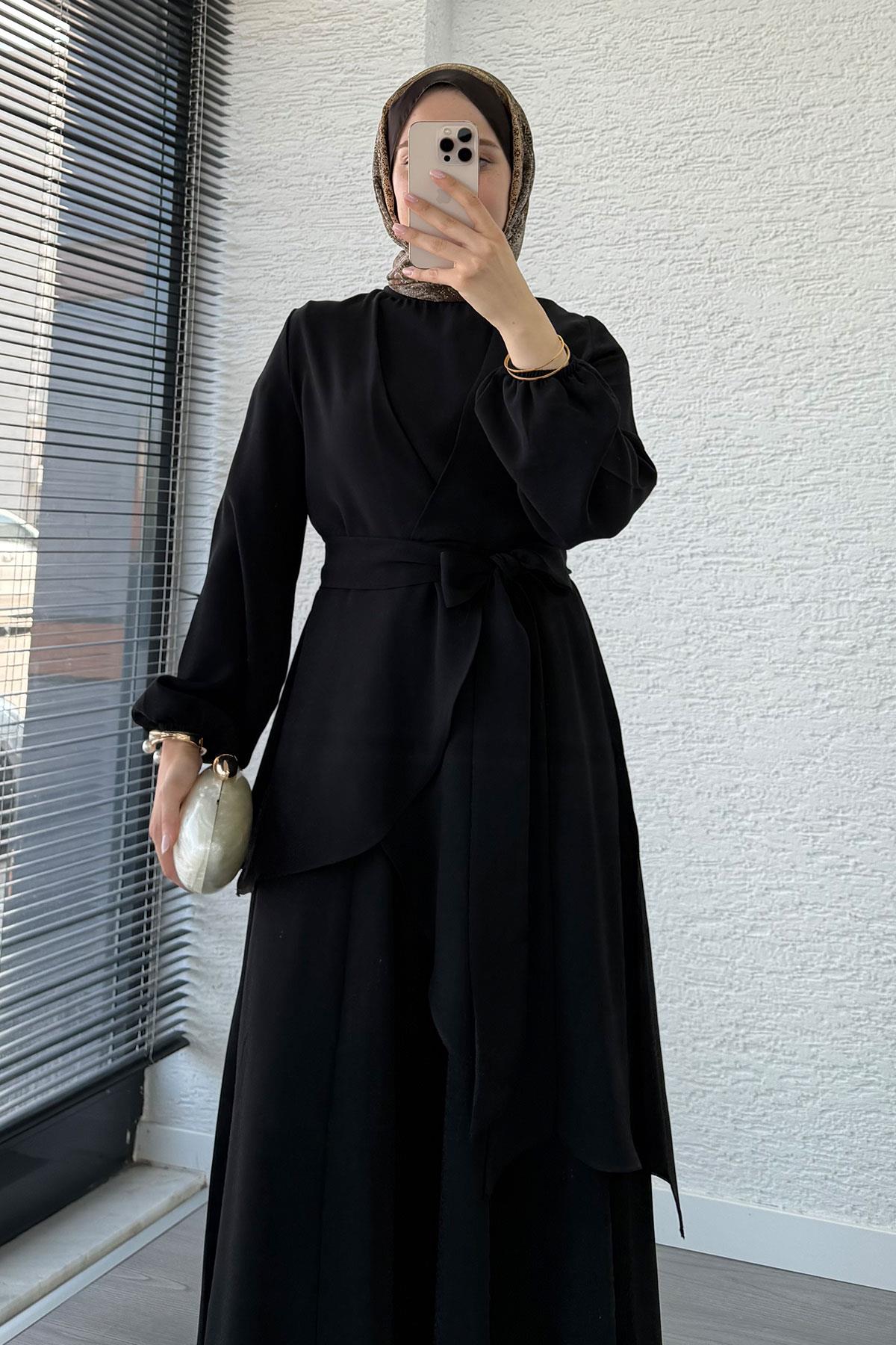 Nora Asimetrik Pantolonlu Takım – Siyah