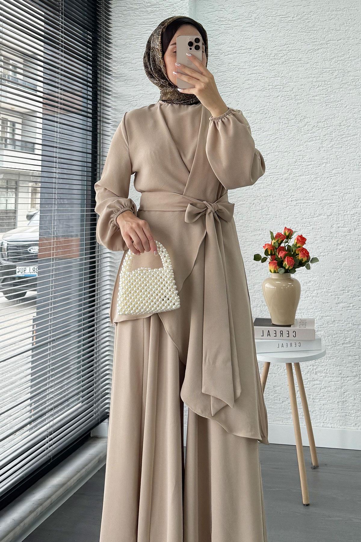 Nora Asimetrik Pantolonlu Takım – Taş