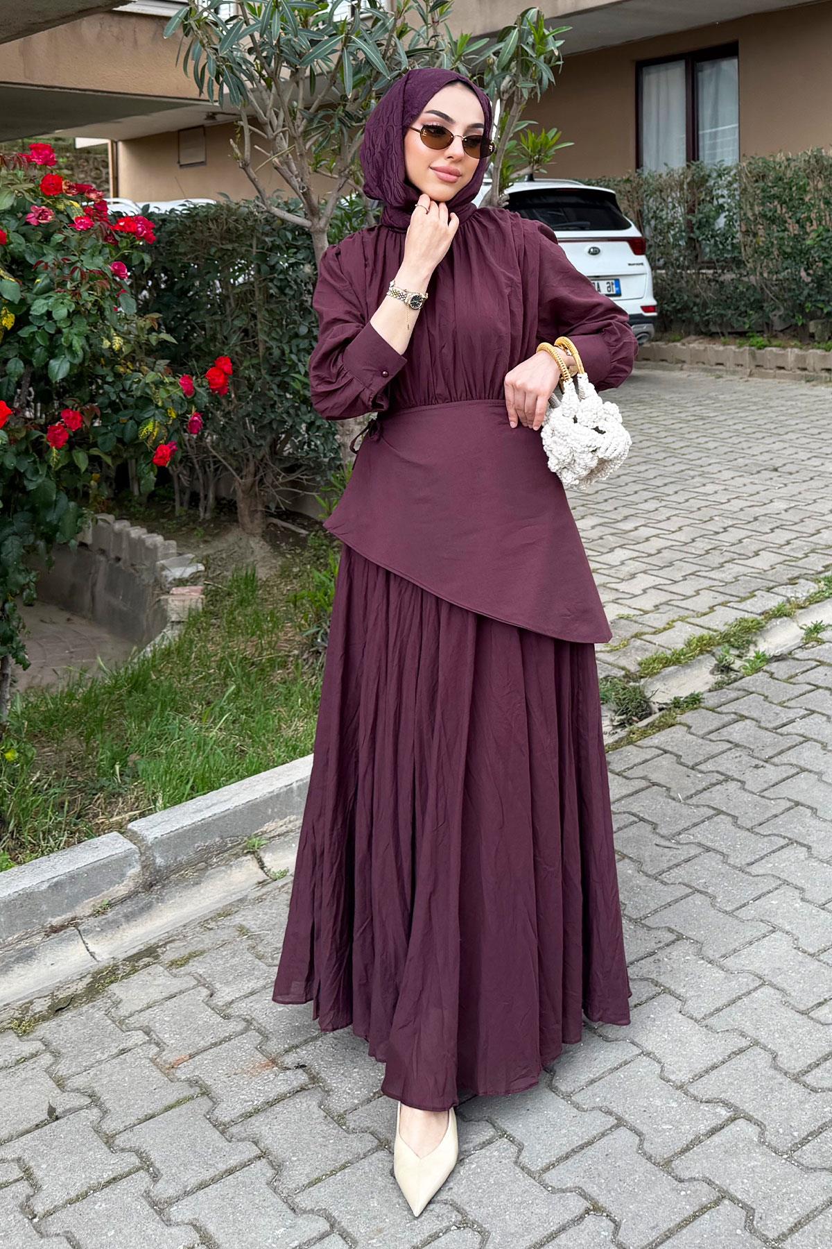 Pelerin Kemer Vual Crush Elbise - Bordo