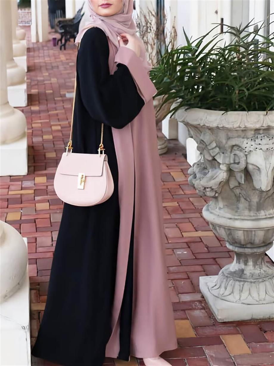 Pembe Manşetli Abaya