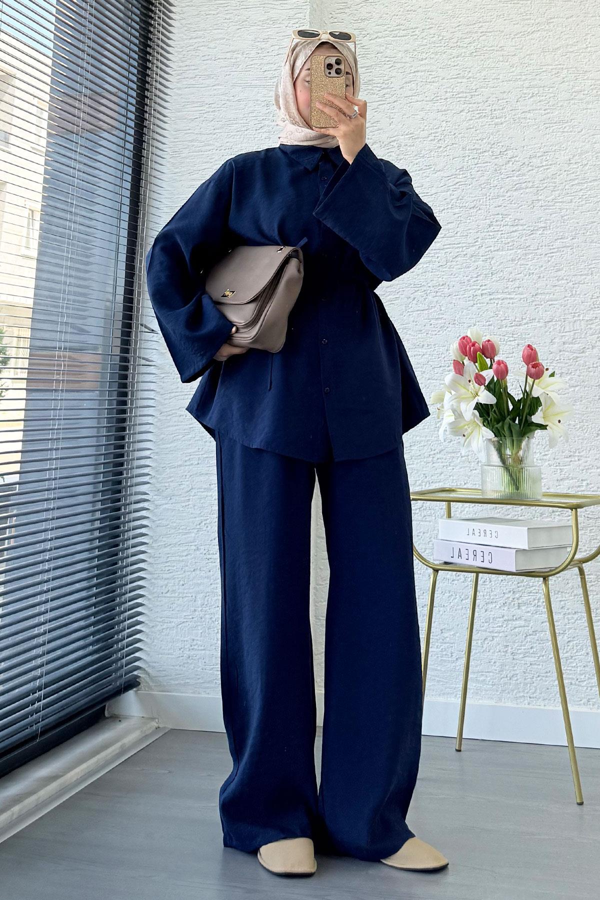 Premium Oversize Basic Modal Kadın İkili Takım - Lacivert