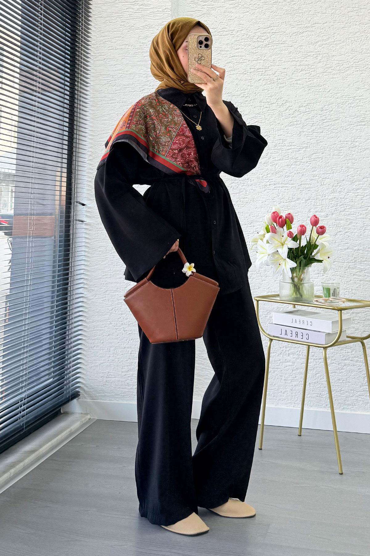Premium Oversize Basic Modal Kadın İkili Takım - Siyah