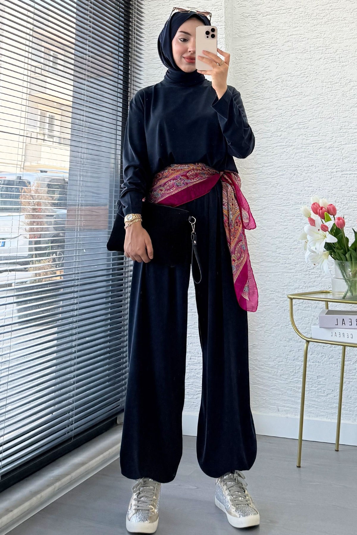 Premium Şalvar Kesim Double Face Pantolon Takım - Antrasit