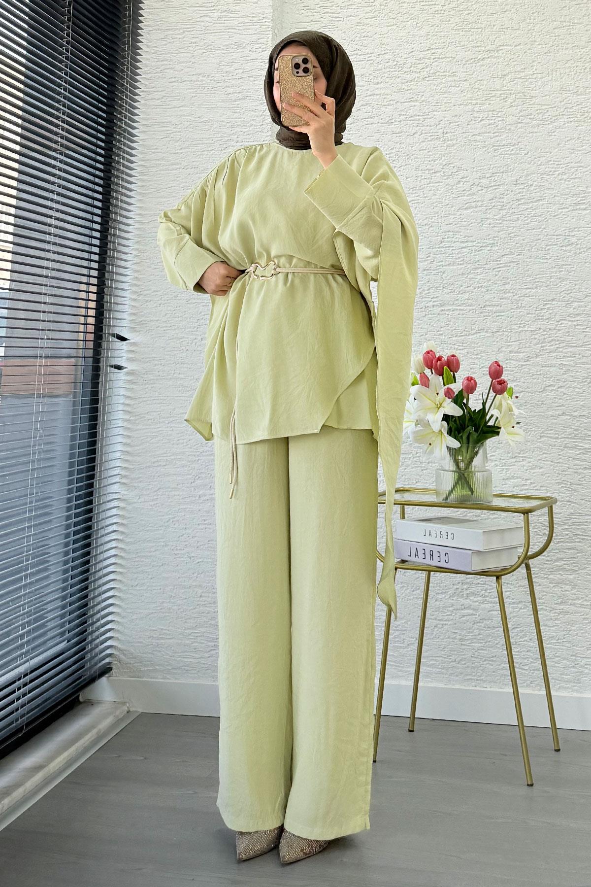 Premium Yarasa Kol Pelerinli İkili Takım – Olive