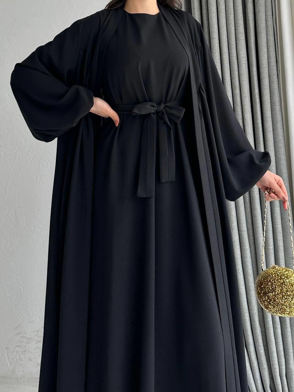 Siyah Alya Abaya Takım 