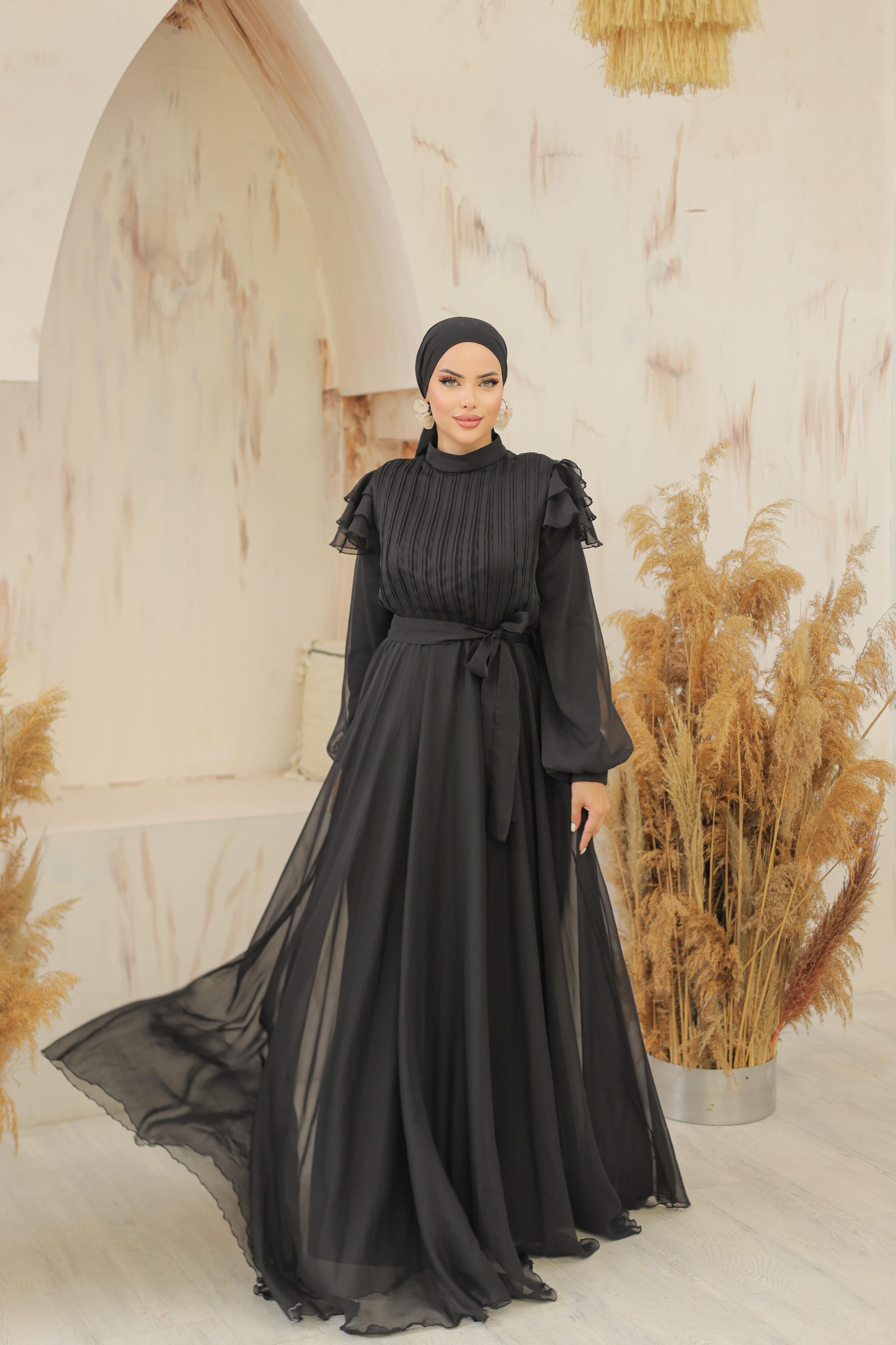 Siyah Darla Abiye Elbise