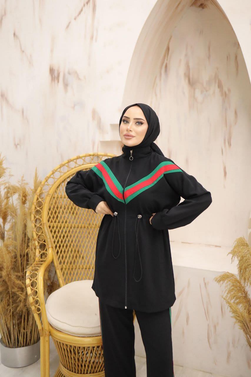 Siyah Gucci Şerit İkili Takım
