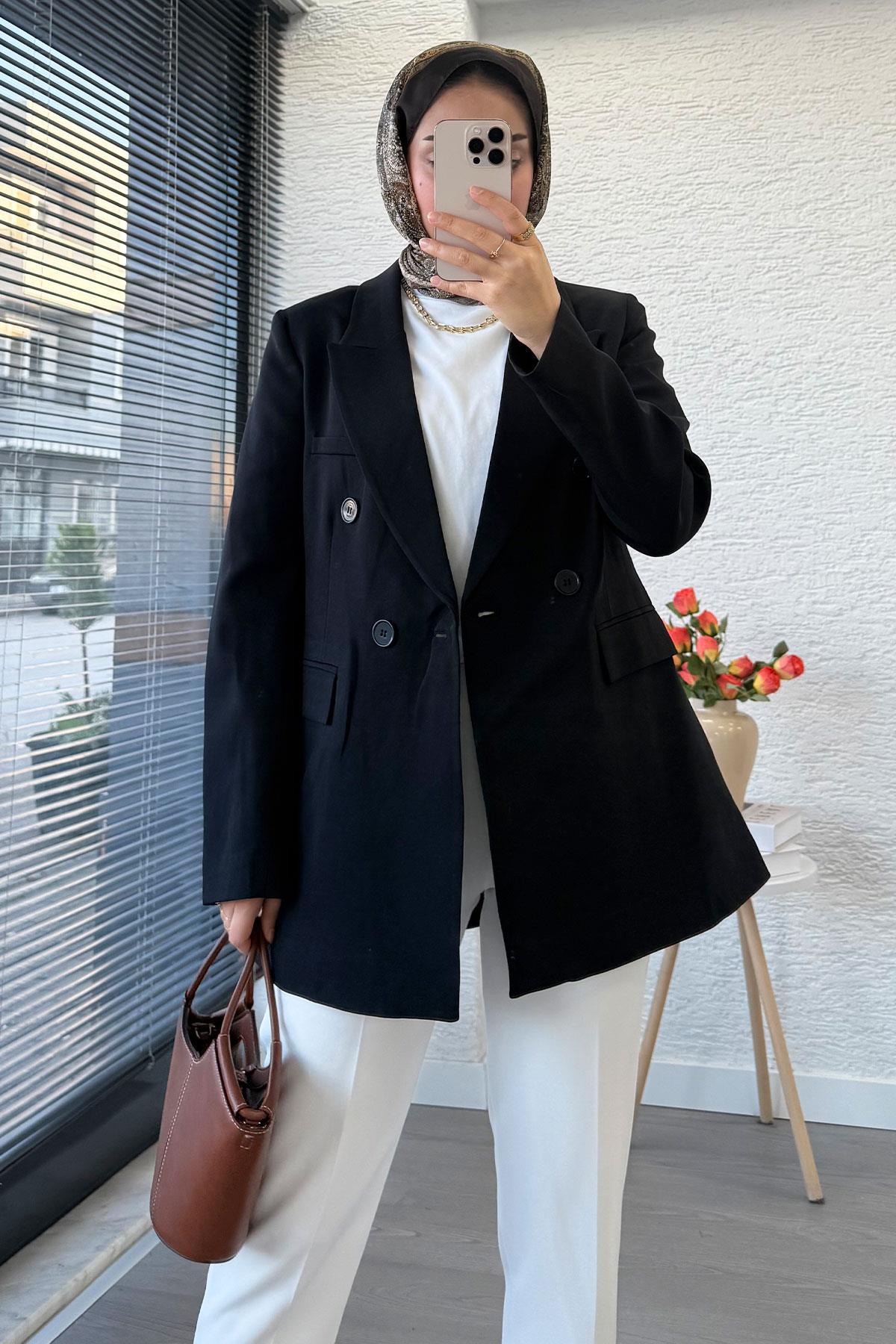 Slim Fit Kadın Blazer Ceket – Siyah