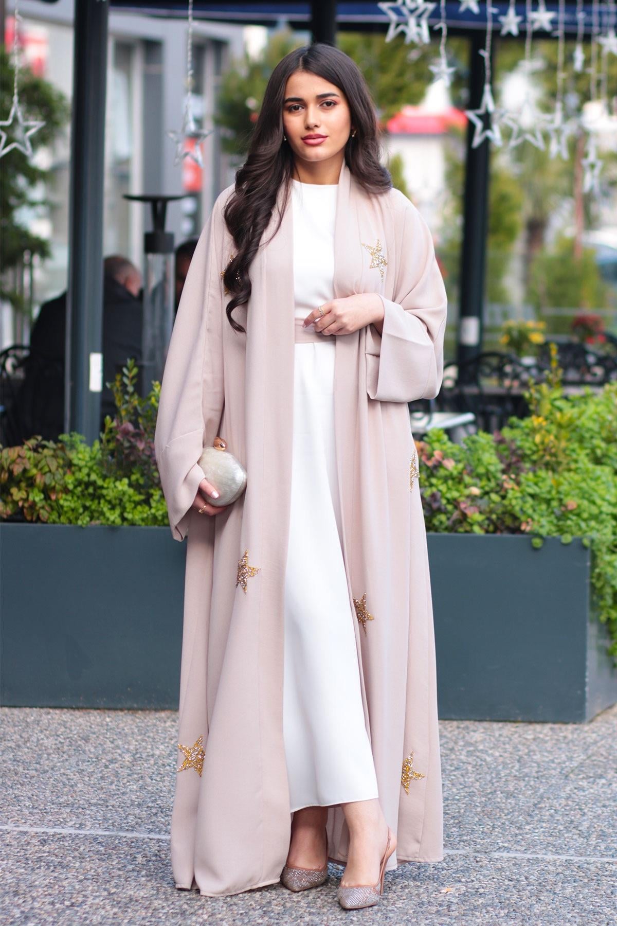 Taş Yıldız Detaylı Abaya 