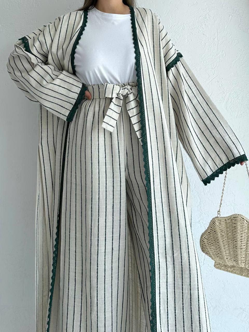 Yeşil Linen Keten Takım