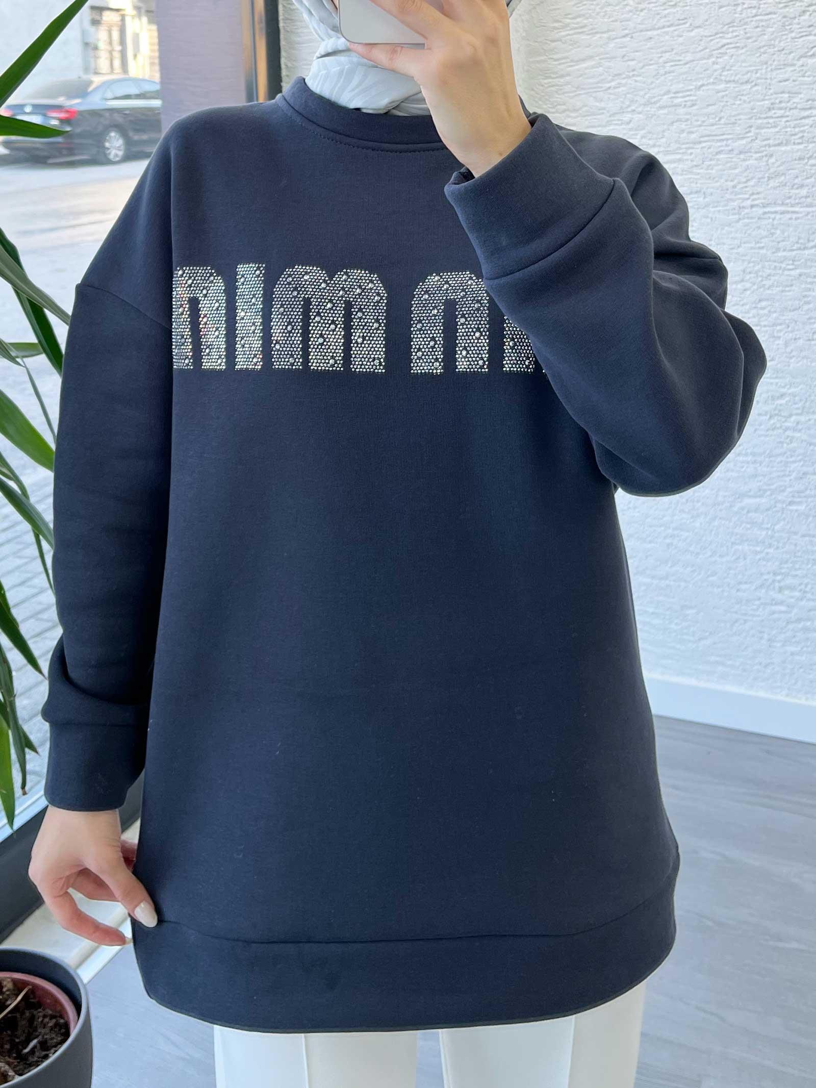 Antrasit Kadın Jardonlu Sweatshirt