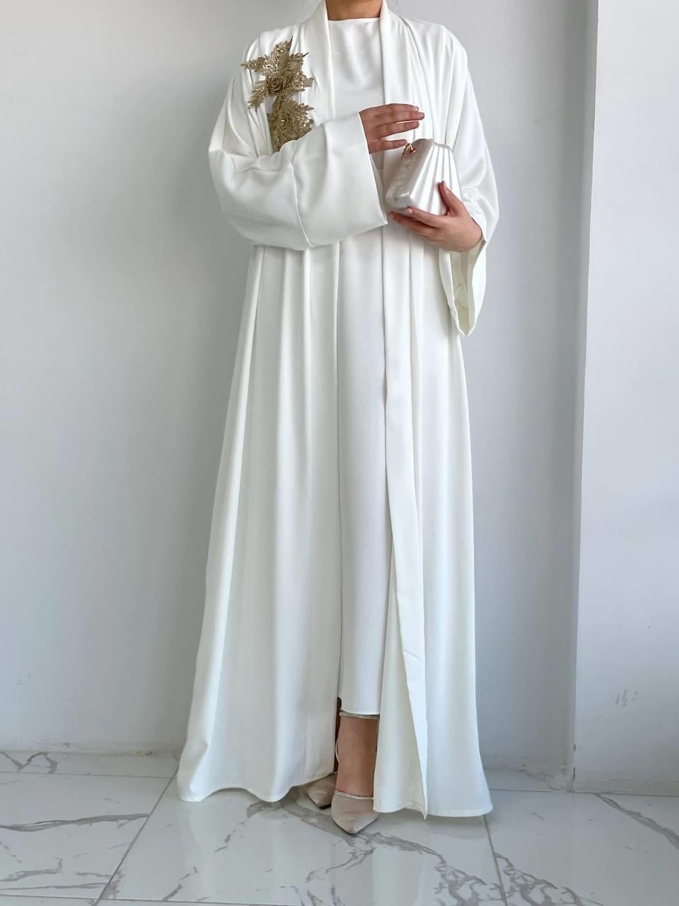 Beyaz Nida Abaya Takım 