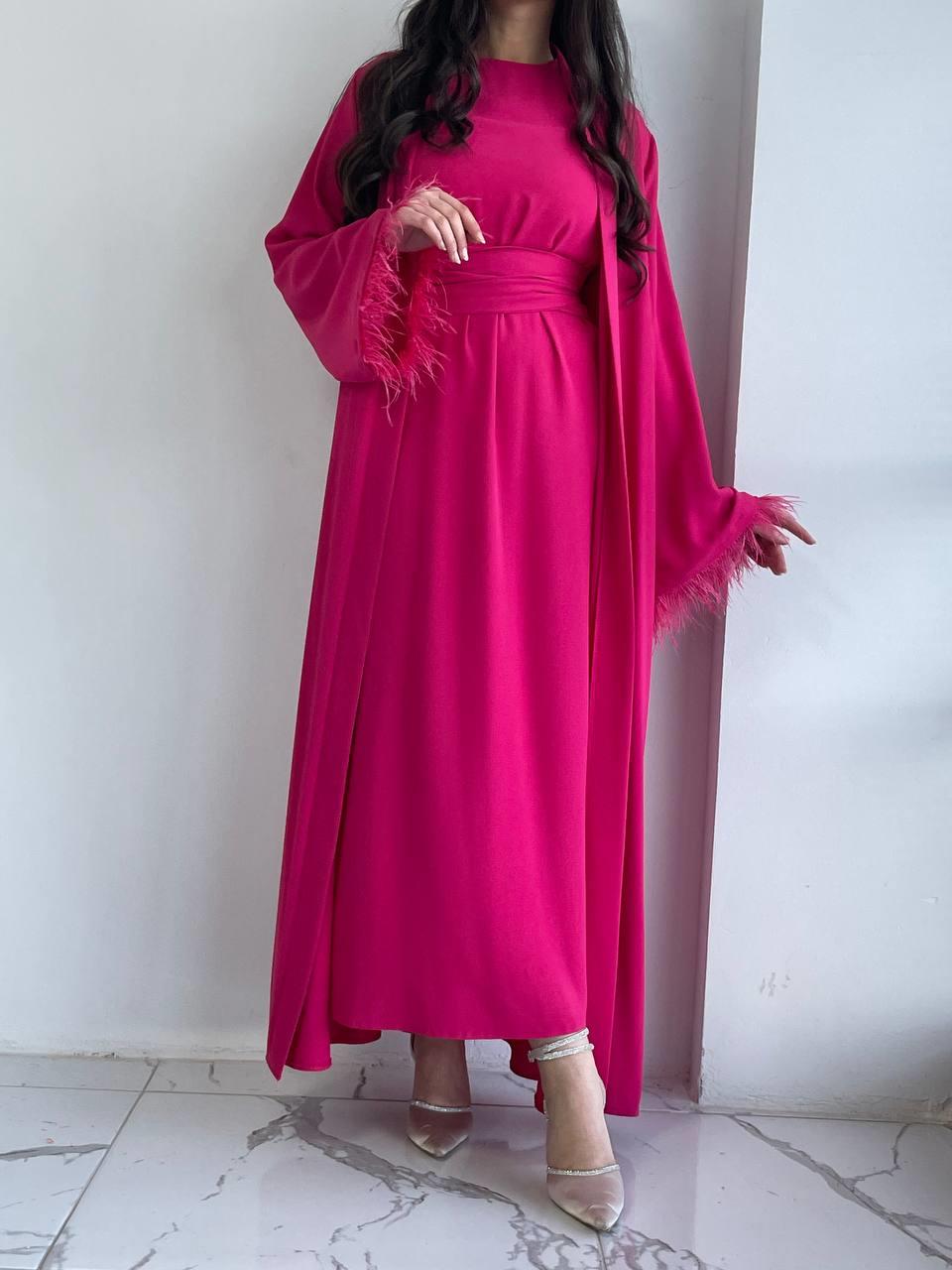 Fuşya Ayla Abaya Takım
