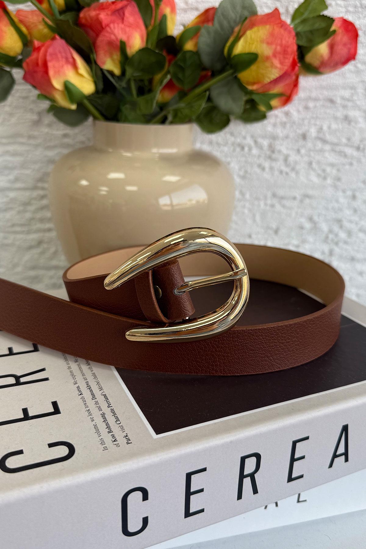 Geniş Tokalı Kadın Kemer – Kahverengi