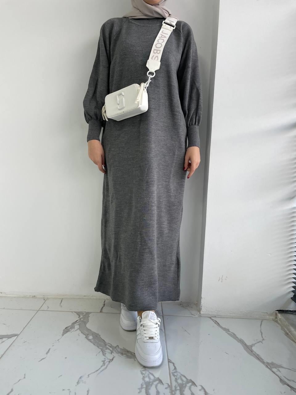 Gri Çelik Örme Elbise