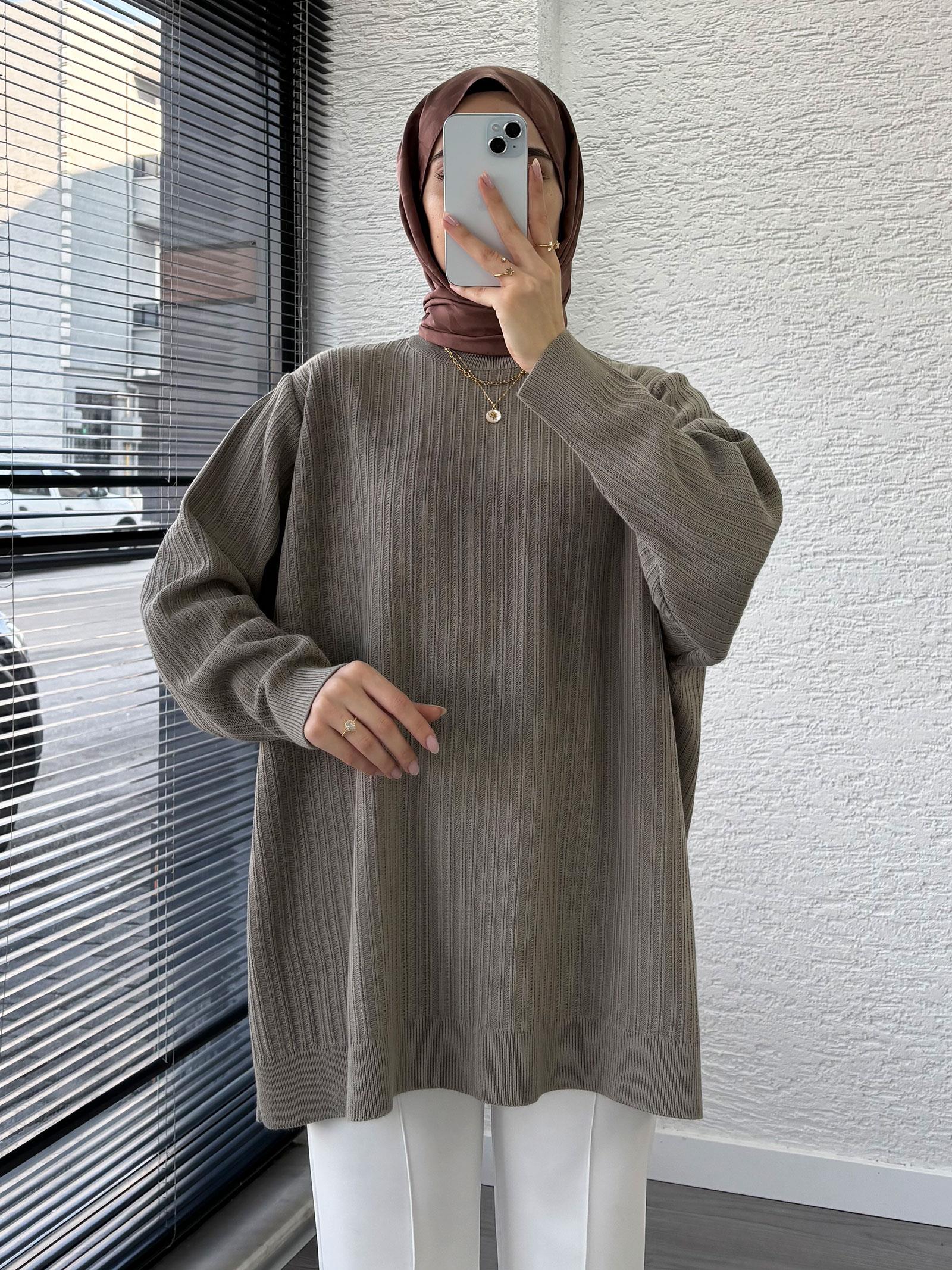 Kazzjazzさま Haki Kadın Fitilli Oversize Kazak - Melek Araz