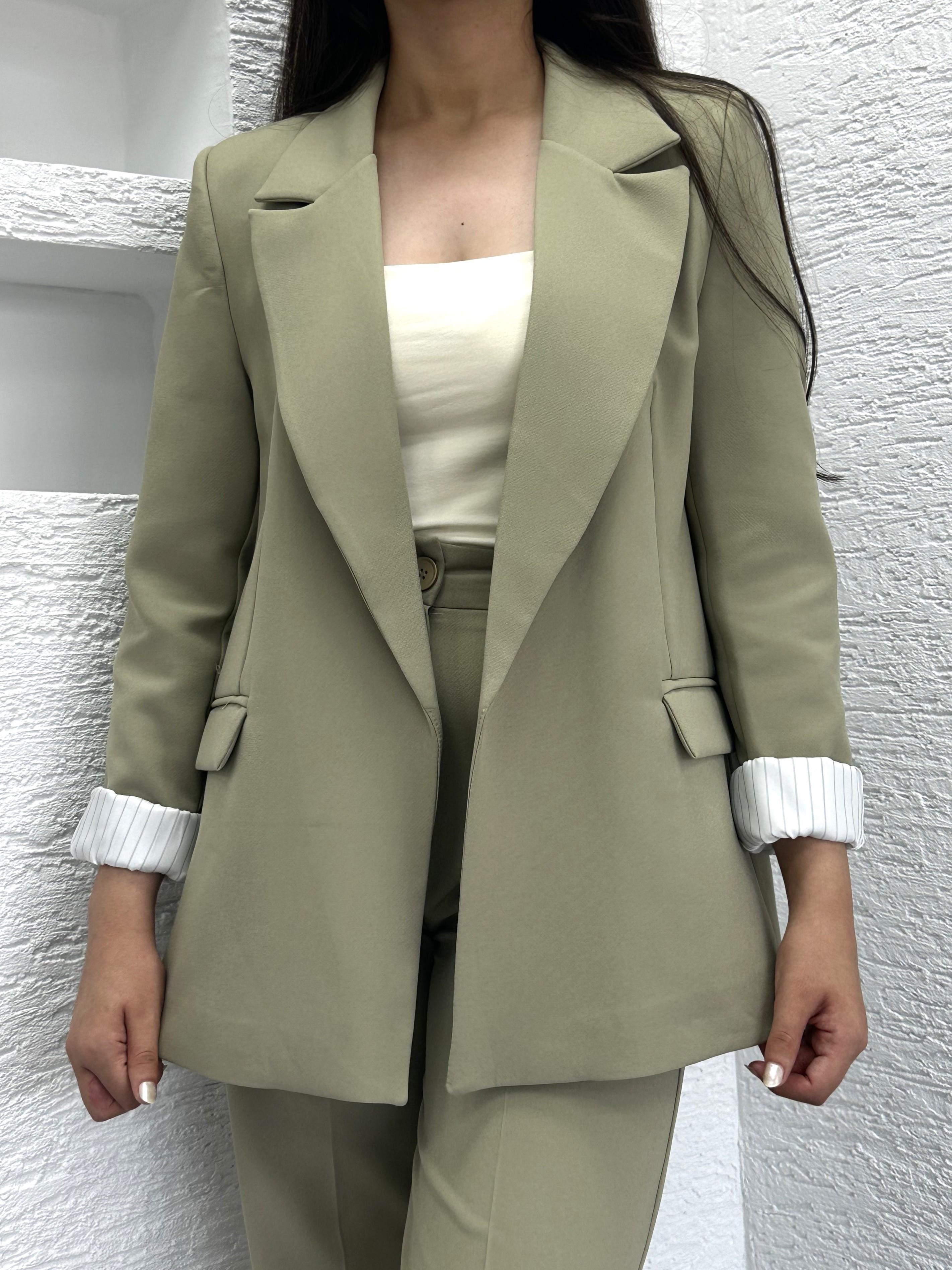 Haki Palazzo Paça Pantolon Takım