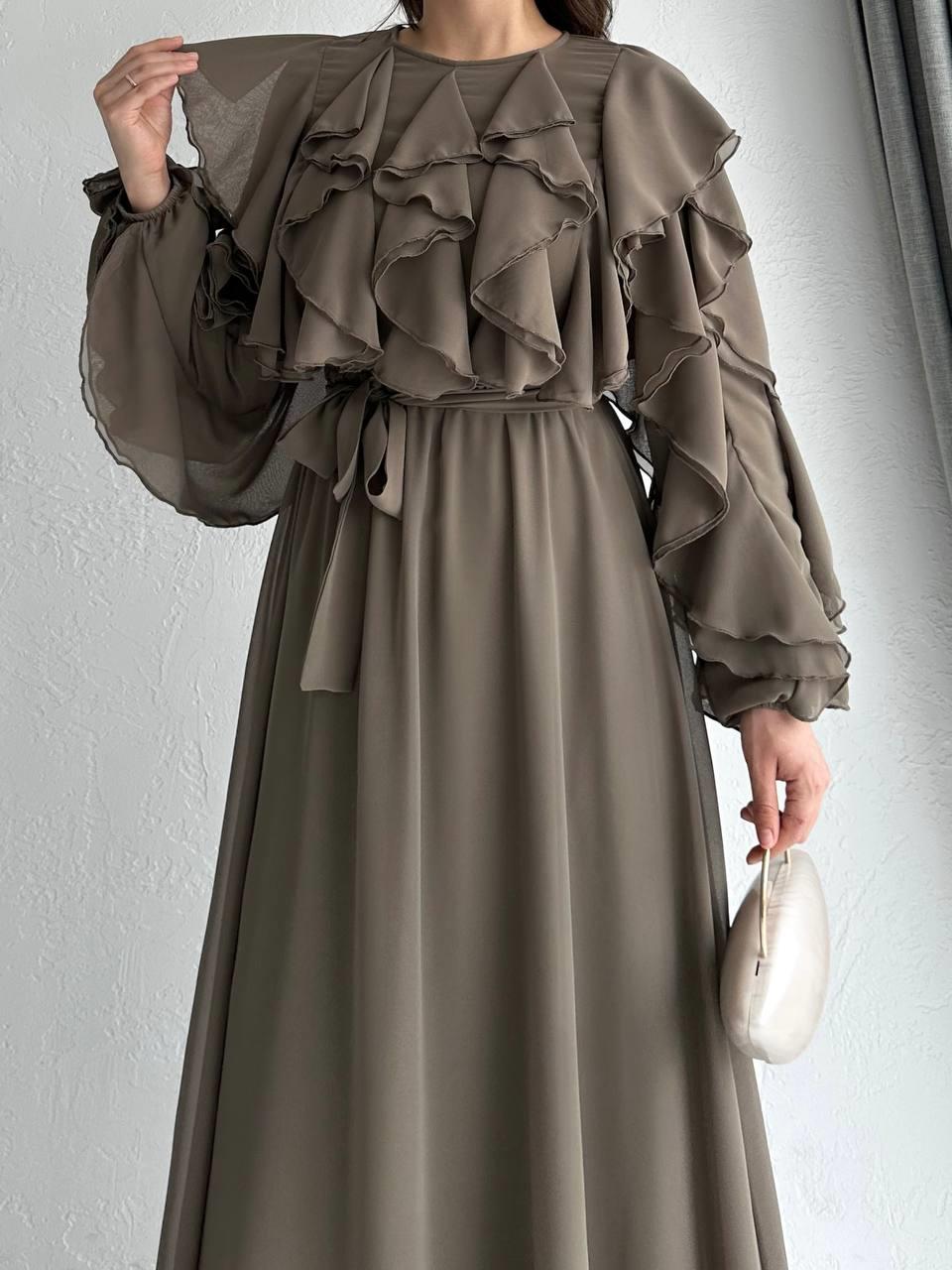 Haki Rana Şifon Elbise