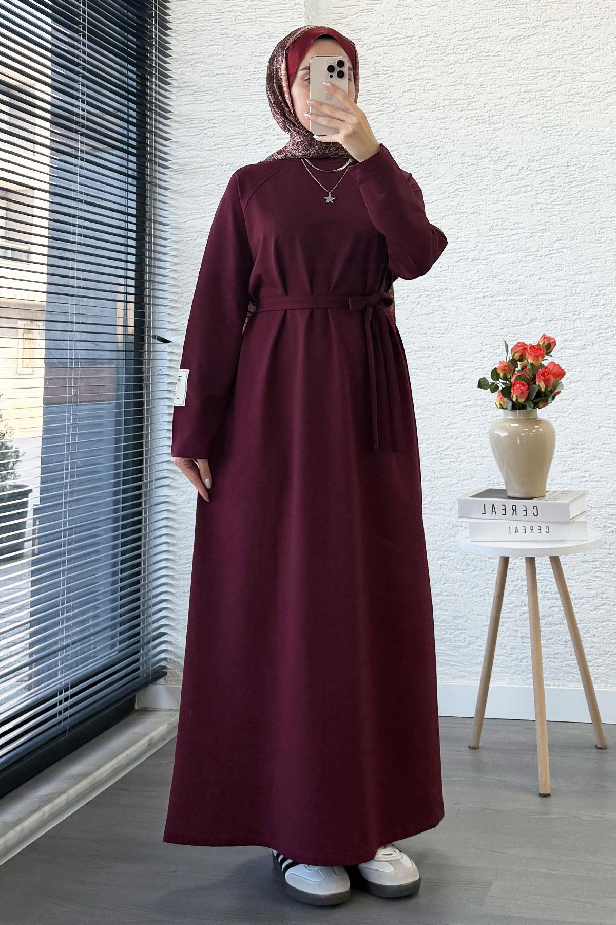 İki İplik Sweat Elbise - Bordo