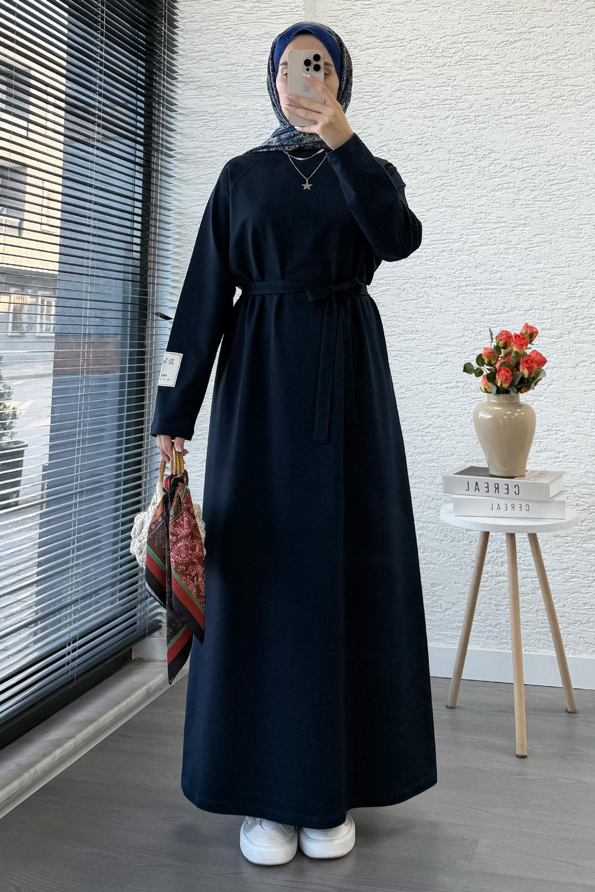 İki İplik Sweat Elbise - Lacivert