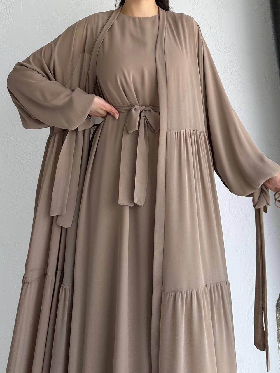 Kahve Selin Abaya Takım 