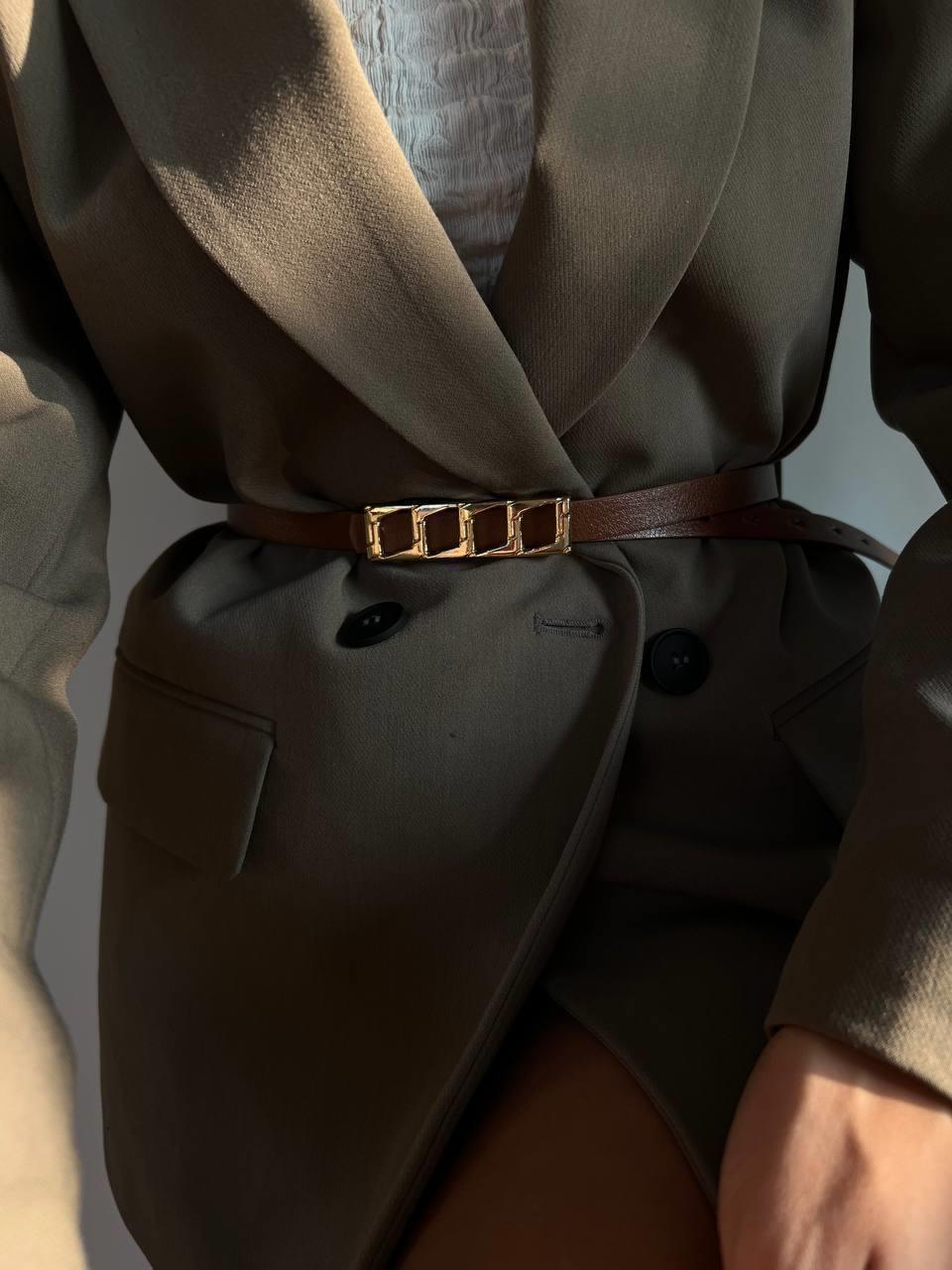 Kahve Zincir Tokalı Kadın Kemeri 