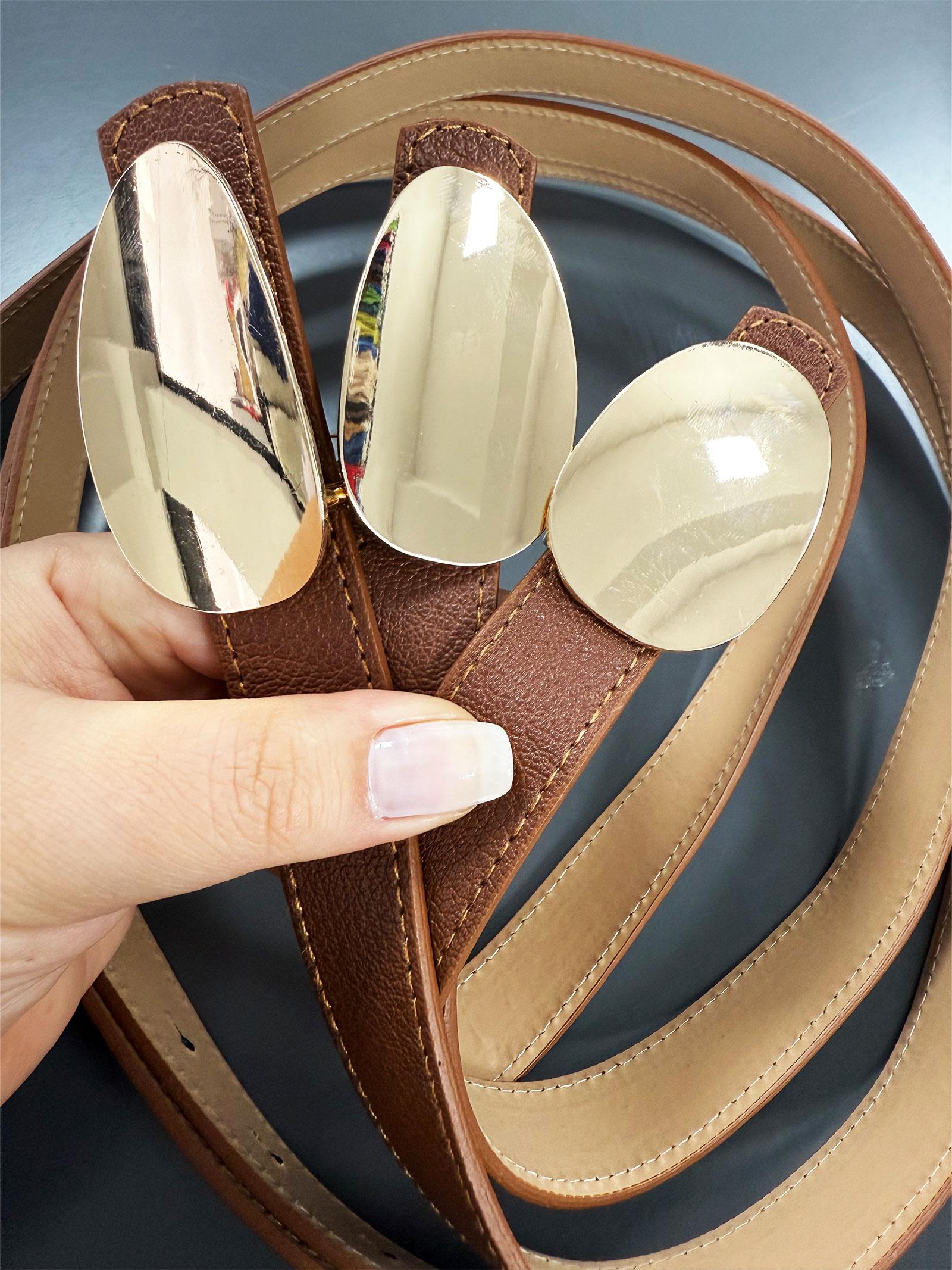 Kahverengi Ayna Tokalı Kadın Kemeri