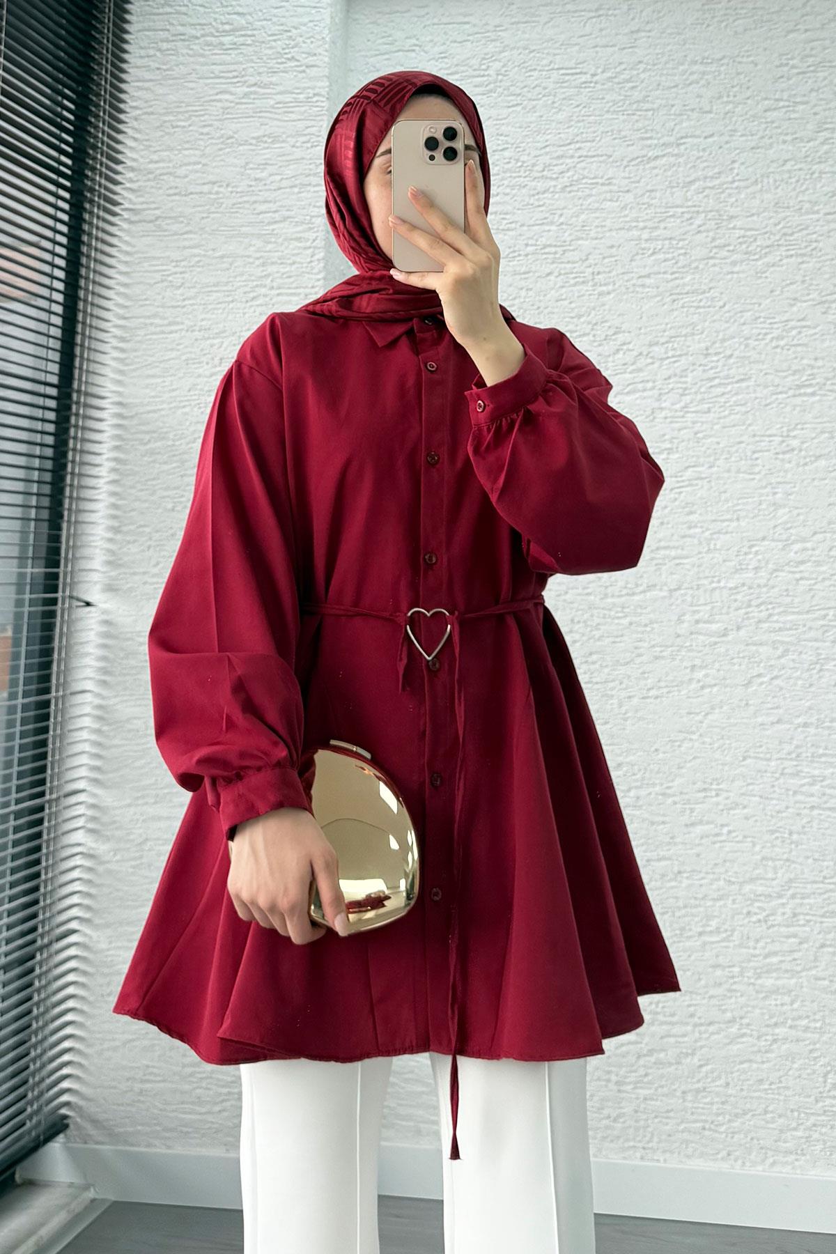 Kalp Kemerli Tunik -Bordo