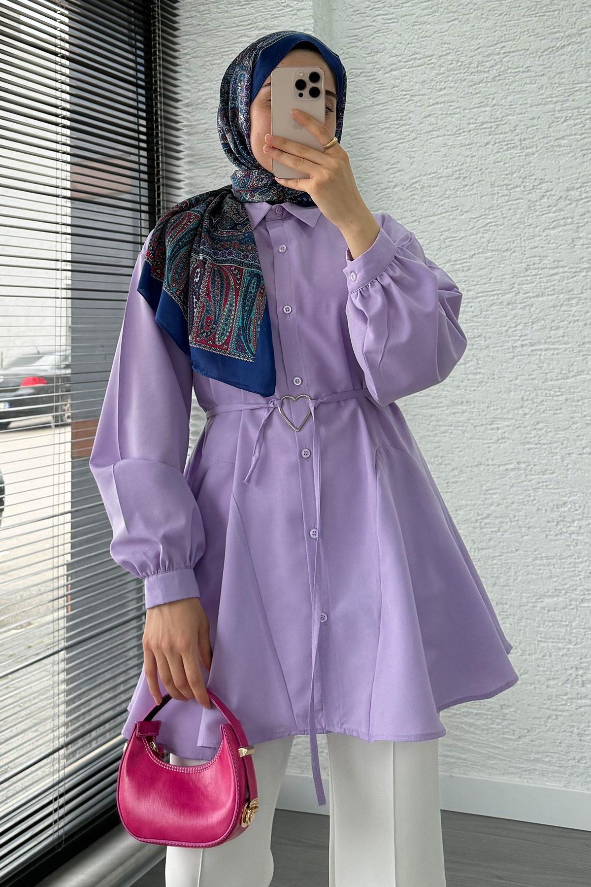 Kalp Kemerli Tunik - Lila