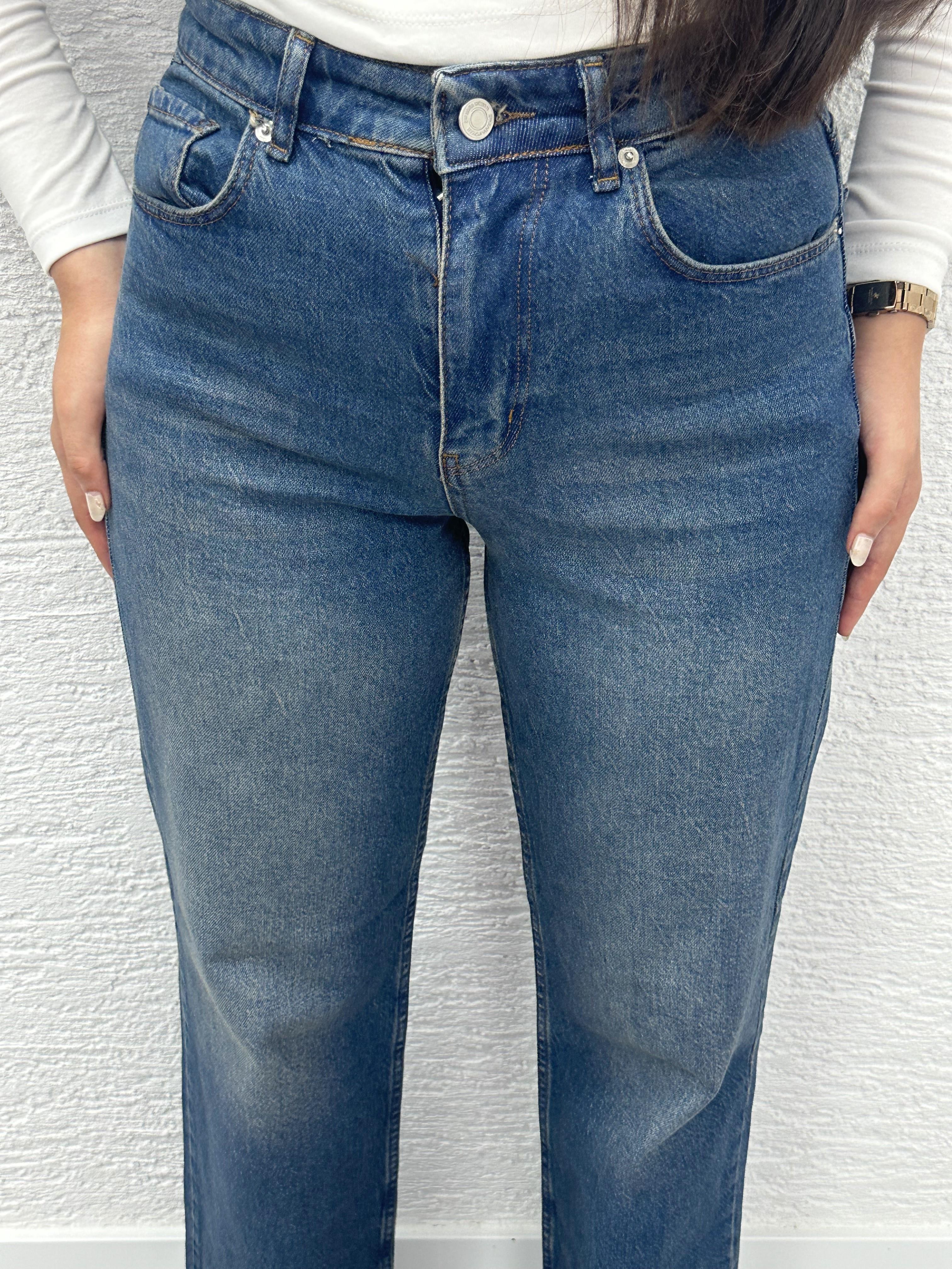 Koyu Mavi Straight Kesim Jean Pantolon
