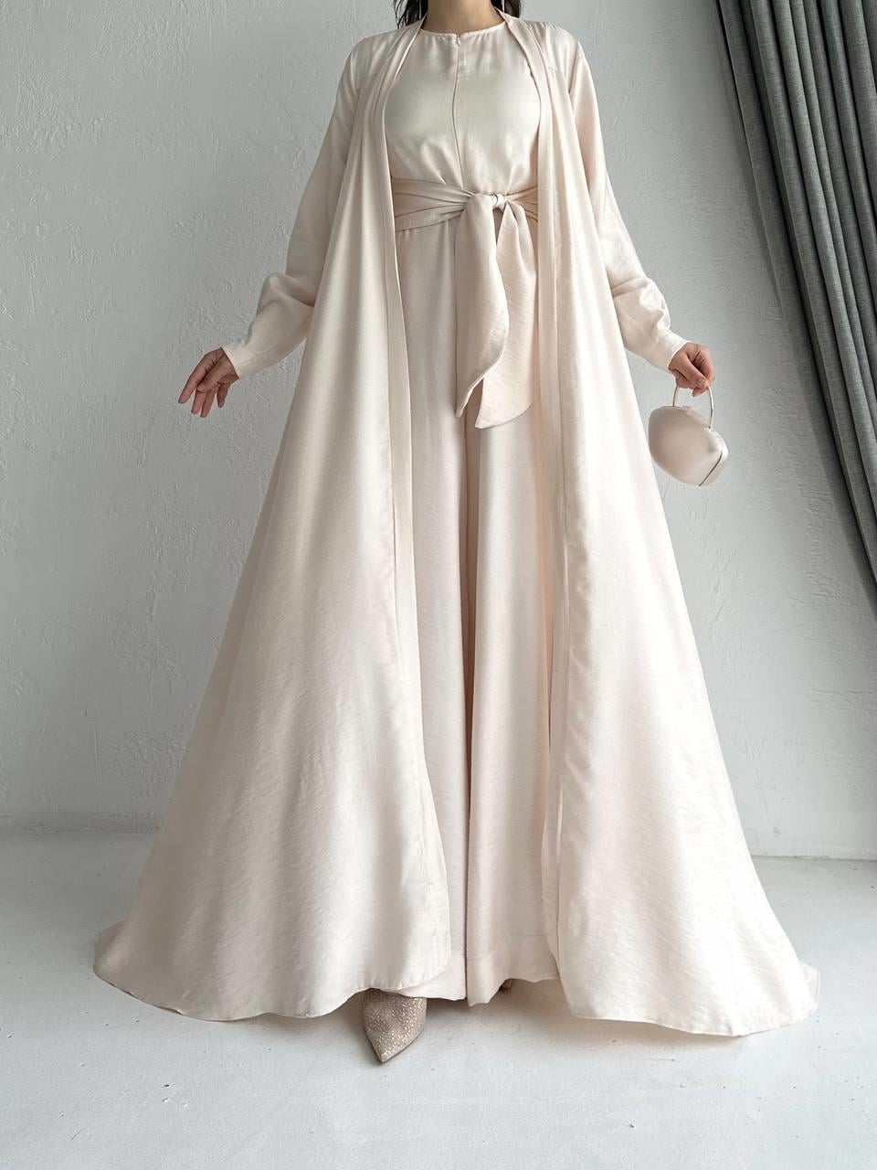 Krem Arya Tulum Abaya Takım 