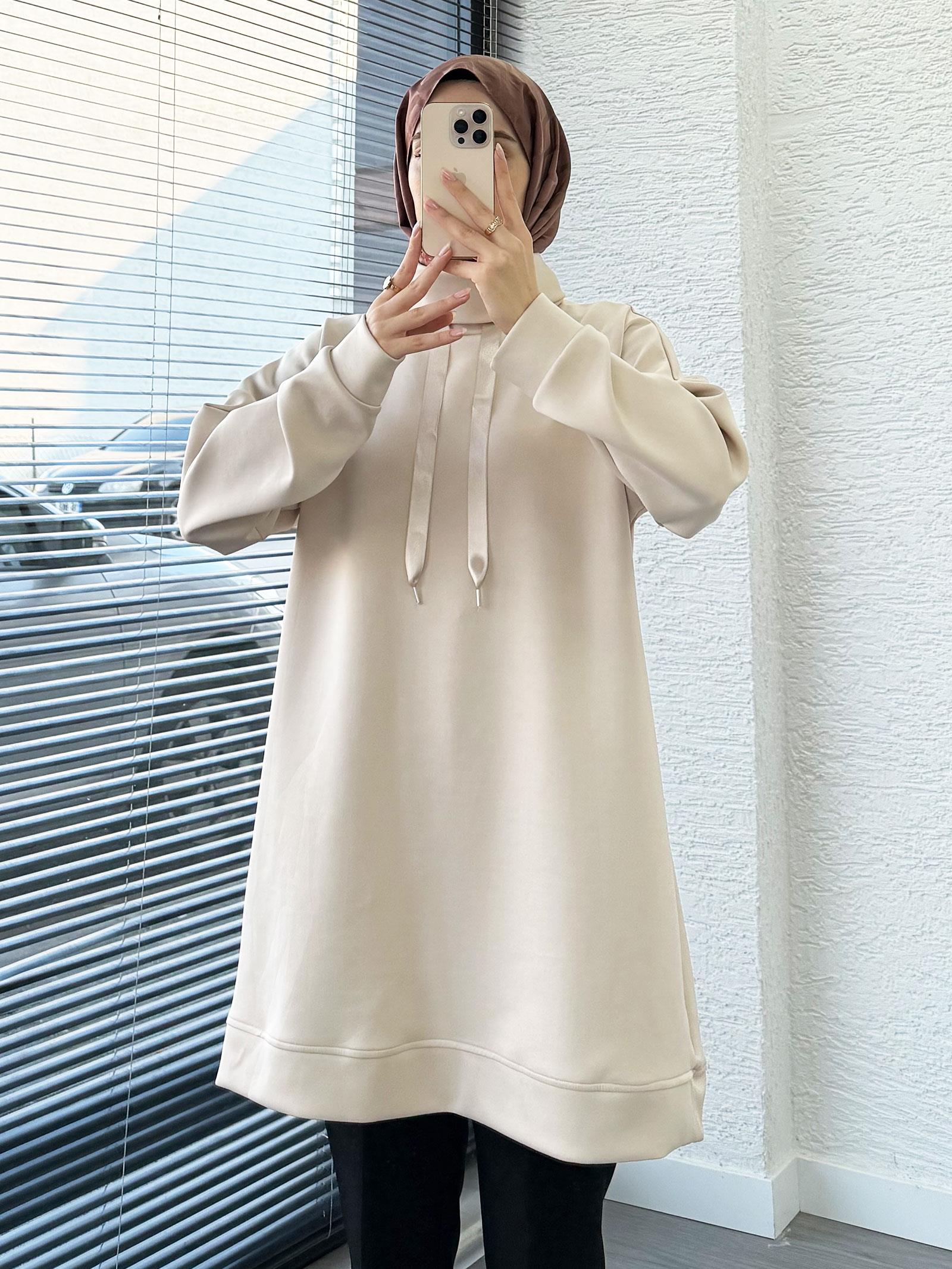Krem Scuba Kumaş Tunik