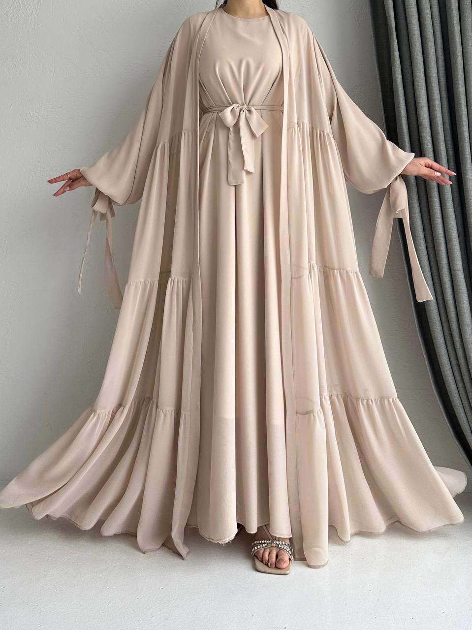 Krem Selin Abaya Takım 