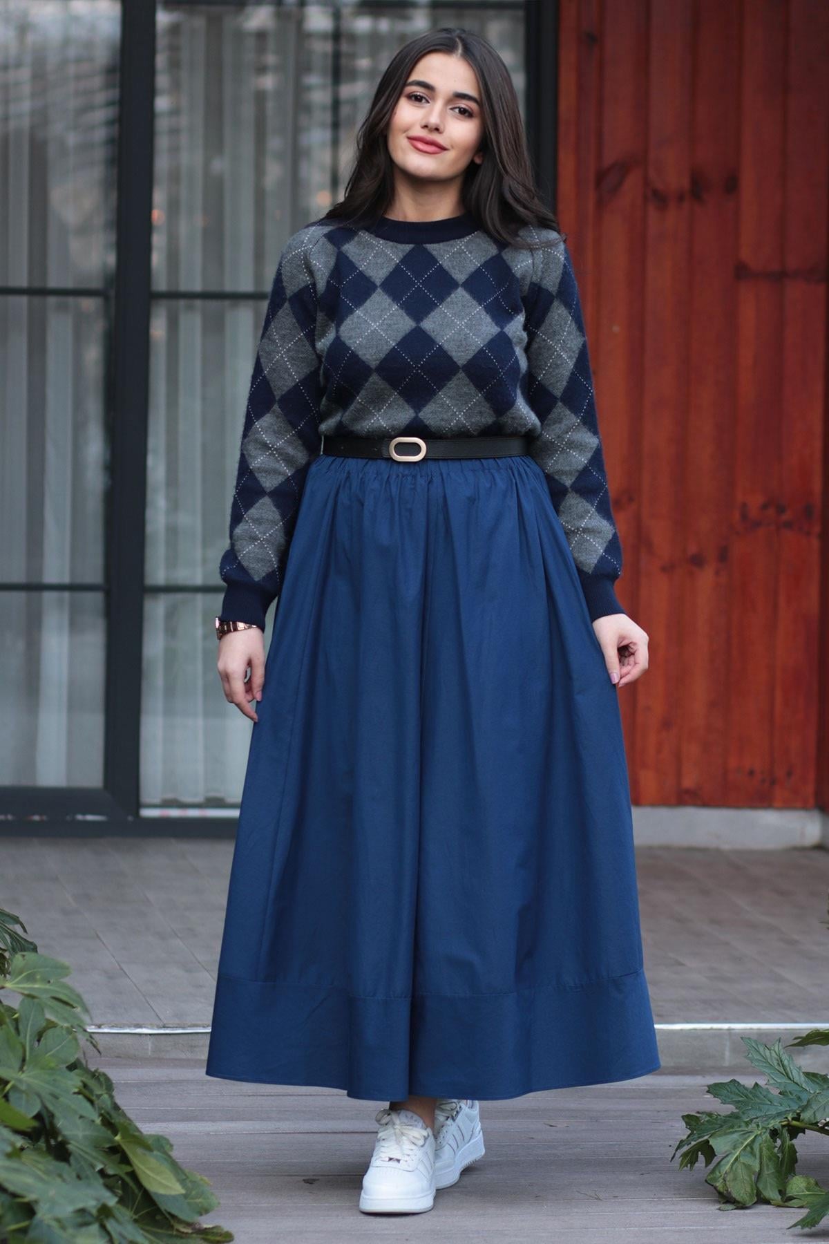 Lacivert Rue Poplin Etek