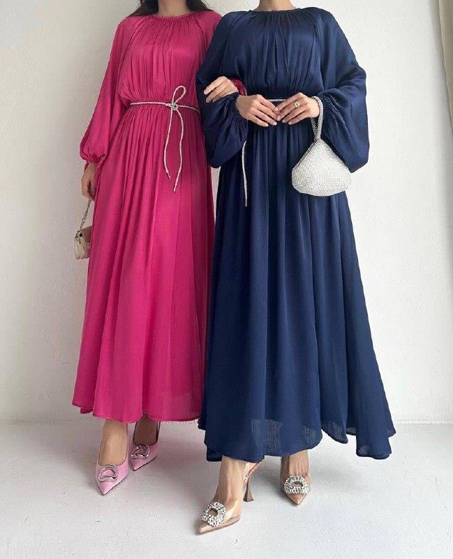 Lacivert Taş Detaylı Elbise