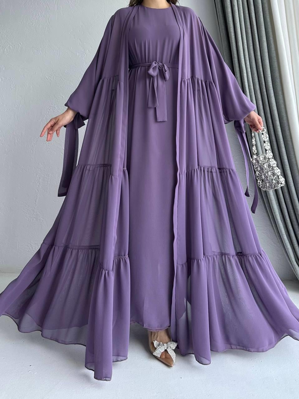 Lila Hena Abaya Takım 