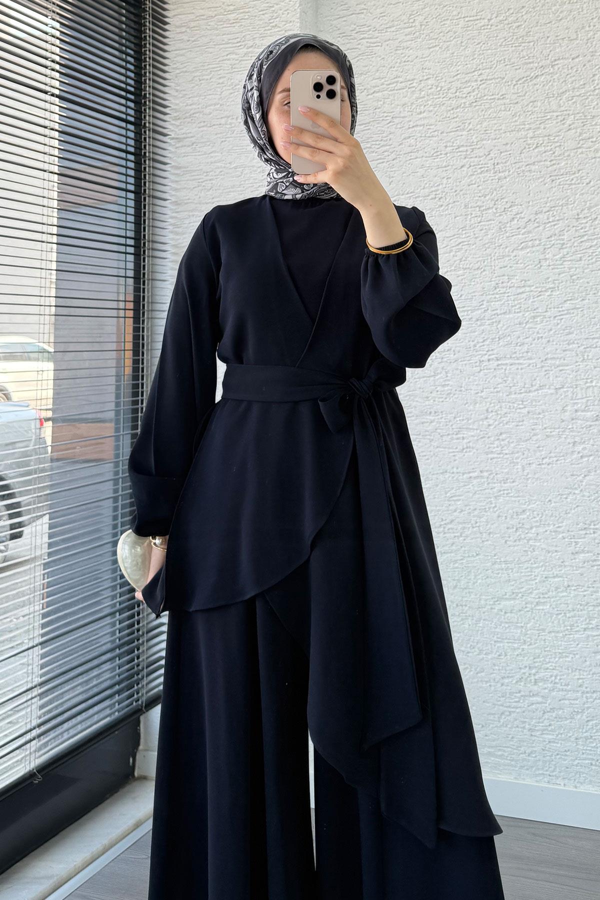 Nora Asimetrik Pantolonlu Takım – Lacivert