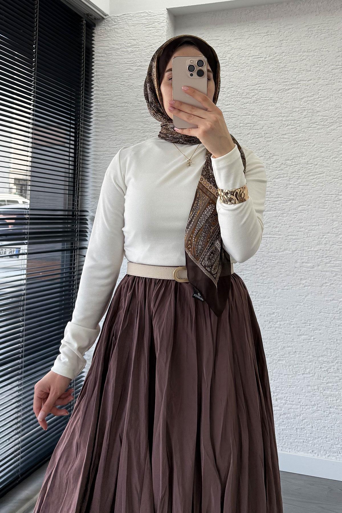 Omuz Drapeli Kadın Bluz-Ekru