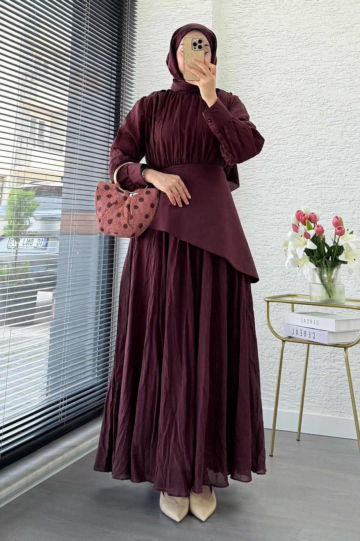 Pelerin Kemer Vual Crush Elbise - Bordo