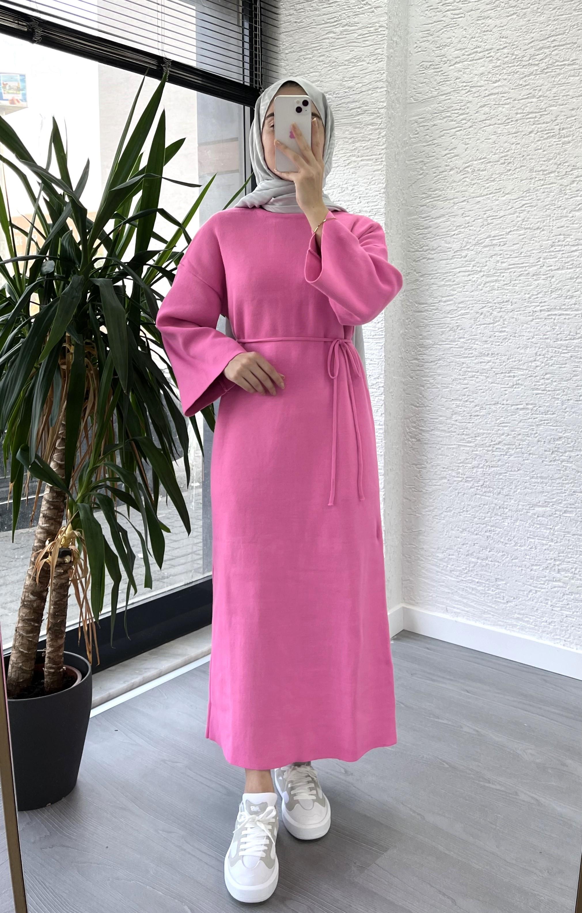 Pembe Amore Triko Elbise