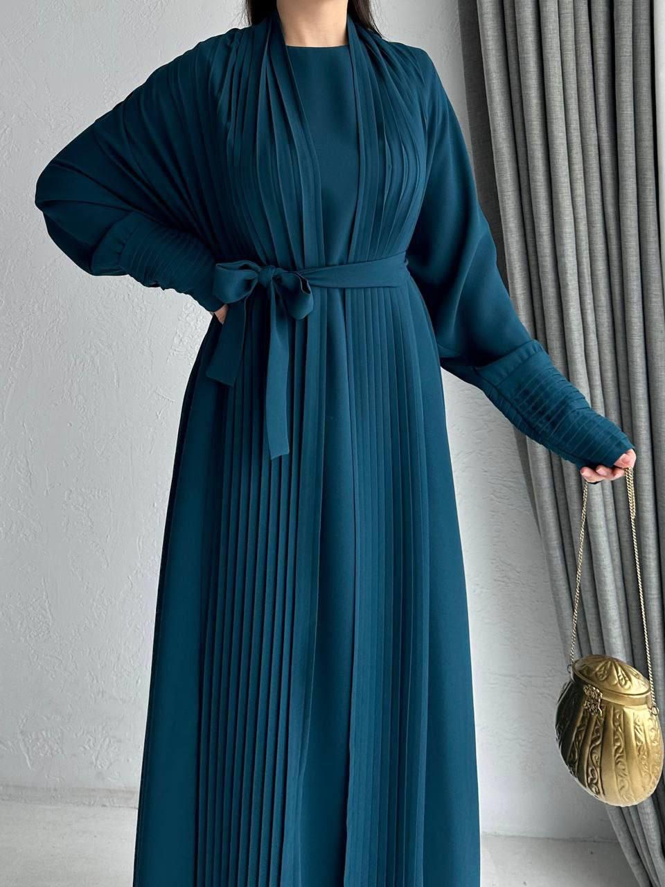Petrol Yeşili Zen Abaya Takım 