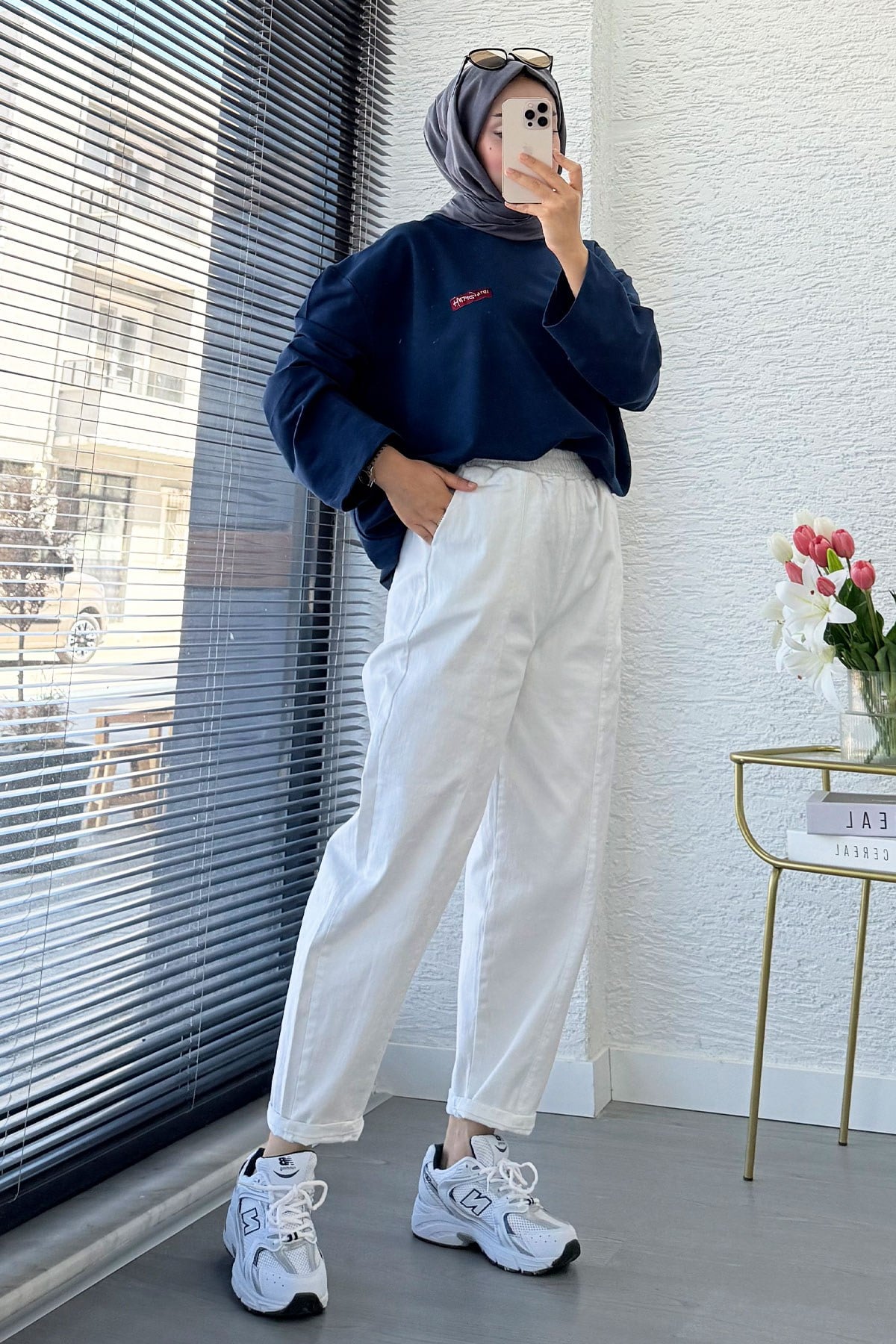 Premium Şalvar Kesim Dikiş Detaylı Jean Pantolon