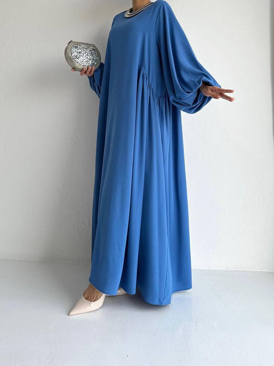 Saks Yanları Büzgülü Elbise